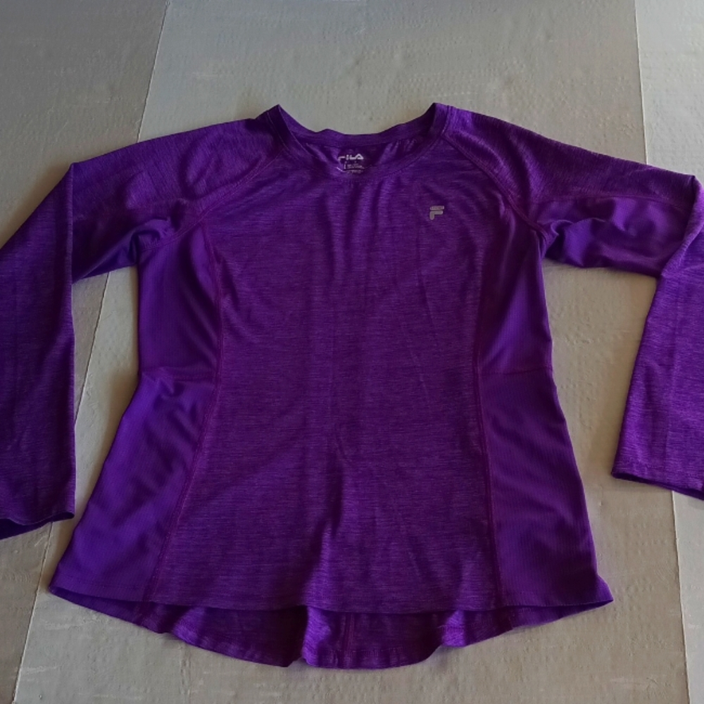 FILA sports golf shirts women's Sz L  Purple Running Workout Athletic Top EUC - Picture 2 of 7